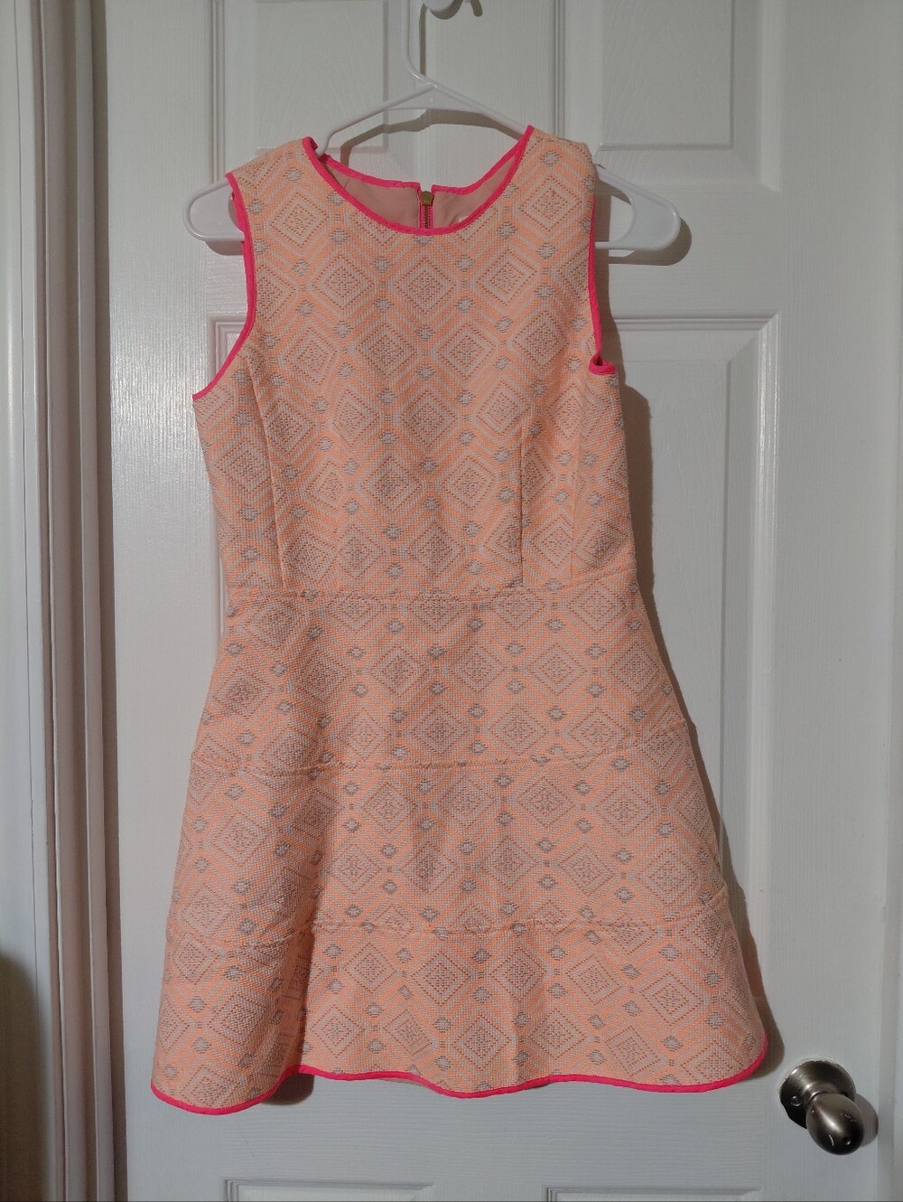 Sail to Sable Jacquard Dress Womens Melon Fit Flare Sleeveless Textured size 2